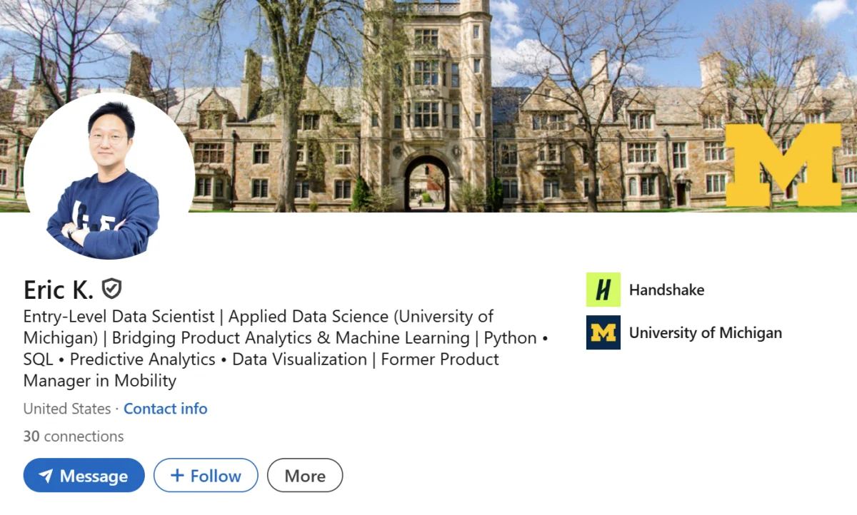 LinkedIn Headline Example For Entry Level Data Scientist