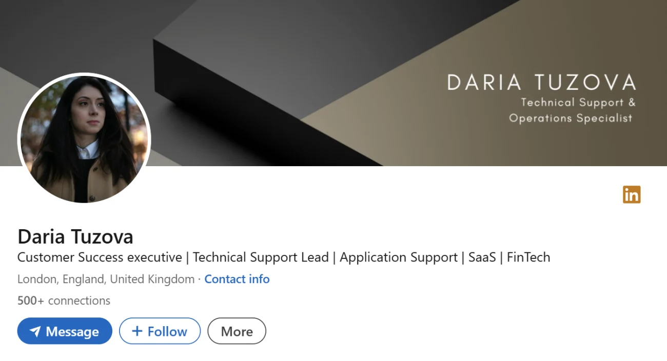 LinkedIn Headline Example For Support Lead