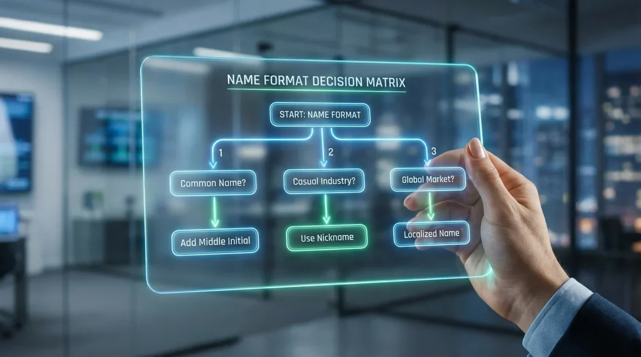 LinkedIn Name Format Decision Matrix Flowchart