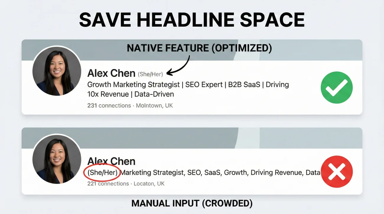How to Add Pronouns to Your LinkedIn Profile (And Should You?) 3 Save Headline Space