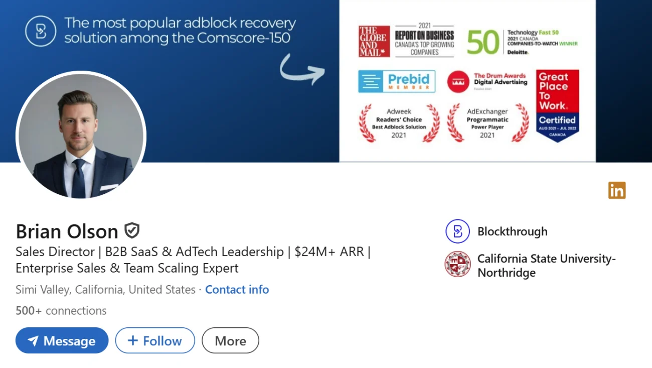 LinkedIn Headline Example For AdTech Sales Director
