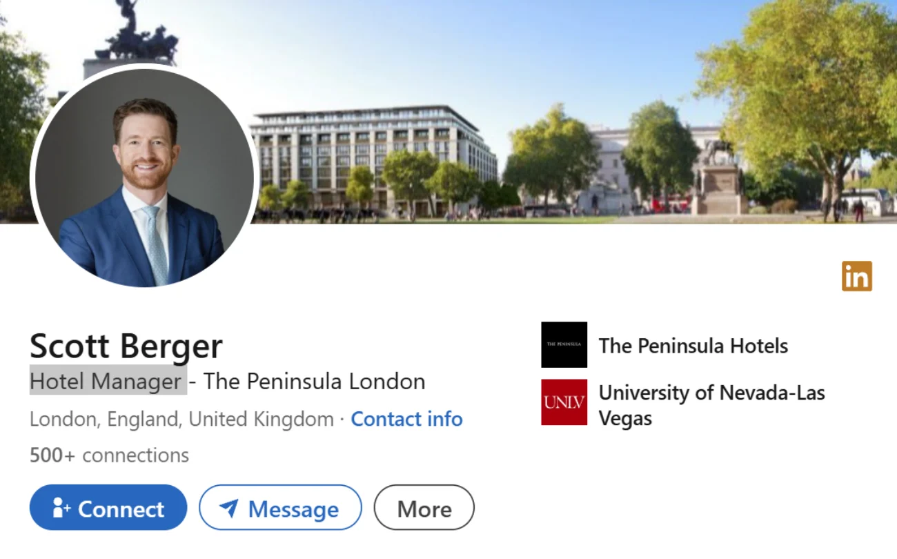 LinkedIn Headline Example For Hotel Manager